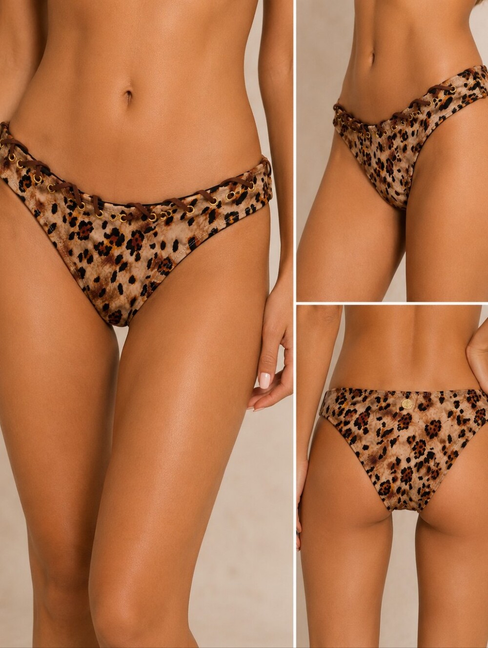 CUPSHE x Lexi Rivera Leopard Lace-Up Bikini Bottoms XL NWT